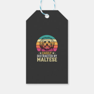 Etiqueta Para Presente Cão Maltês Retro Pôr do Sol Distraído
