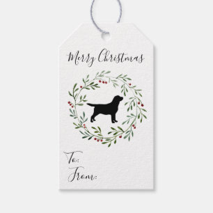 Etiqueta Para Presente Cão Negro Labrador Retriever Wreath