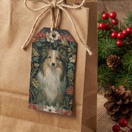 Etiqueta Para Presente Cão Pastor de Shetland Sheltie Cottagecore Vintage