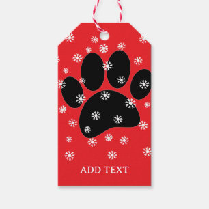 Etiqueta Para Presente Cão Pawprint Natal Flocos de Neve Personalizados