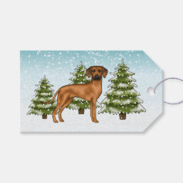 Etiqueta Para Presente Cão Ridgeback Rodesiano Leão Floresta de Inverno N