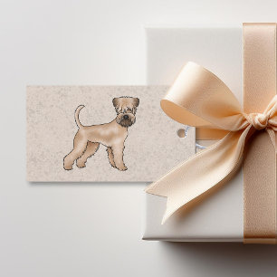 Etiqueta Para Presente Cão Terrier Wheaten de Capa Macia em Pé Sobre Bege