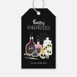 Etiqueta Para Presente Capacetes e poções Ilustrações Felizes Halloween