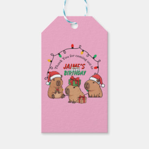 Etiqueta Para Presente Capivara Natal Feriado Aniversário Rosa