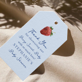 Etiqueta Para Presente Caprichoso Chá de Bebê de Morango Azul - Obrigada