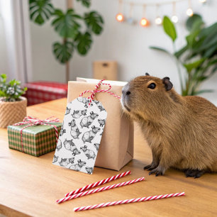 Etiqueta Para Presente Capybara Com Chapéu Superior