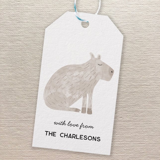 Etiqueta Para Presente Capybara Personalizada (Fun capybara personalized gift tags)