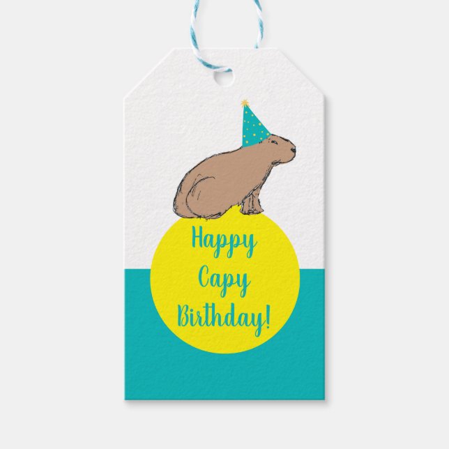 Etiqueta Para Presente Capybara Personalized Kids Birthday Zoo Animal (Frente)