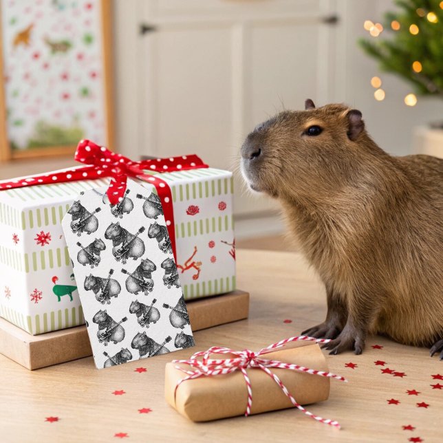 Etiqueta Para Presente Capybara Rockstar (Capybara gift tag )