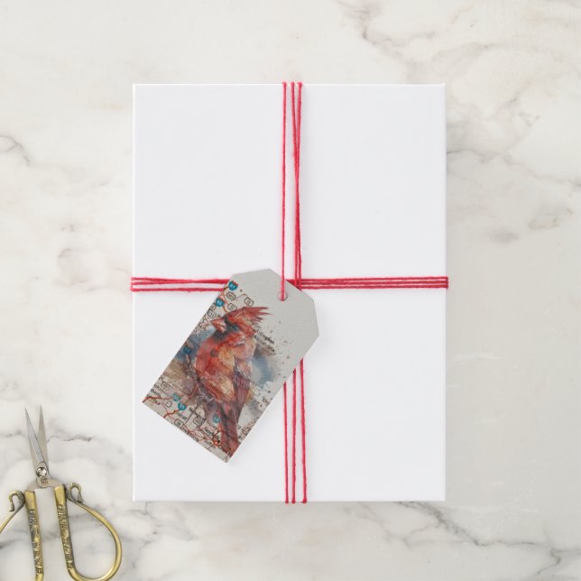 Etiqueta Para Presente Cardeal no Roteiro da Virgínia (Com cordão)