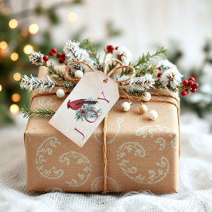 Etiqueta Para Presente Cardinal vintage personalizado Natal