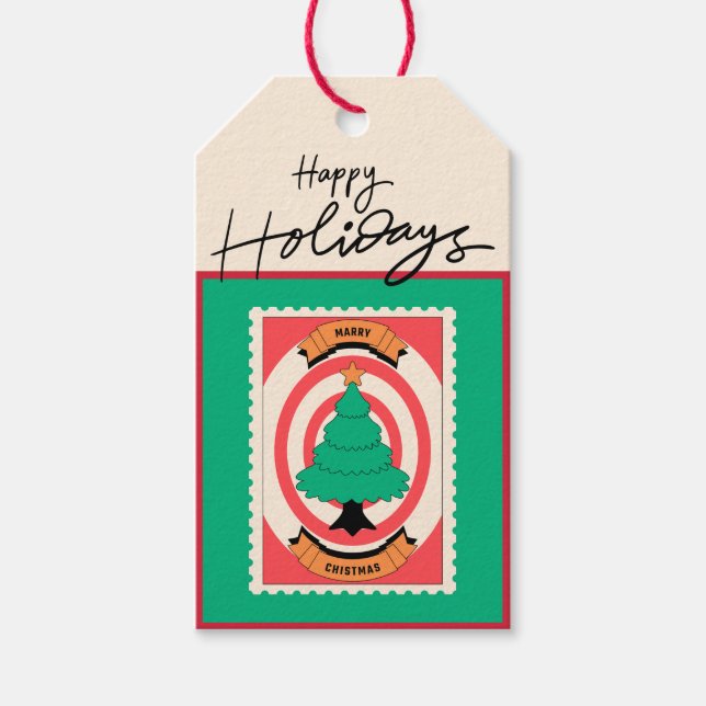 Etiqueta Para Presente Carimbo de Papel Retroativo Personalizado com Árvo