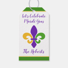 Etiqueta Para Presente Carnaval NAME Verde Dourado Roxo Fleur de Lis