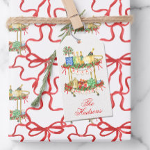 Carrinho de Bar de Champagne Watercolor de Natal