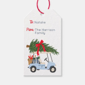 Etiqueta Para Presente Carrinho de Golfe Natal Hamptons