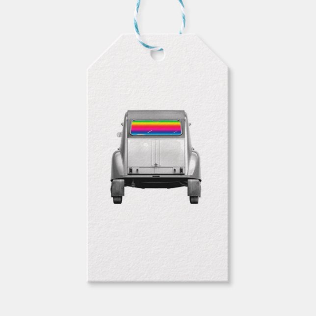 Etiqueta Para Presente Carro + arco-íris (Frente)