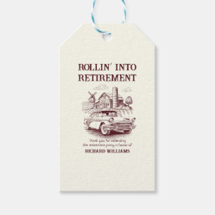 Etiqueta Para Presente Carro de Vintage Barn, Retirada Masculina, Rollin'
