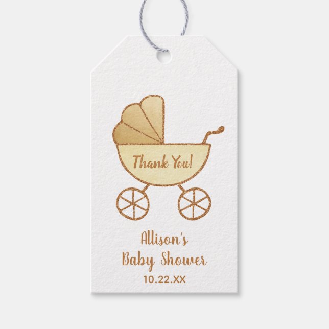 Etiqueta Para Presente Carruagem Amarela chá de fraldas Obrigado (Frente)