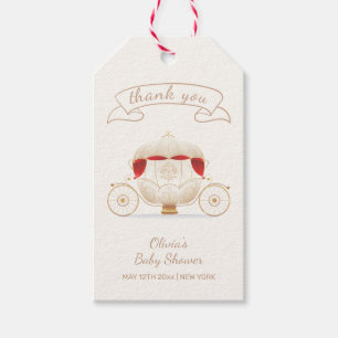 Etiqueta Para Presente Carruagem de Fada Elegante Dourada Obrigado Baby S