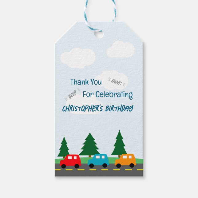 Etiqueta Para Presente Cars Kids Boy Birthday (Frente)