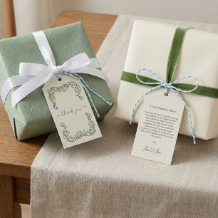 Etiqueta Para Presente Cartão de agradecimento de casamento creme bonito