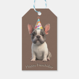 Etiqueta Para Presente Cartão de Aniversário do Bulldog Francês