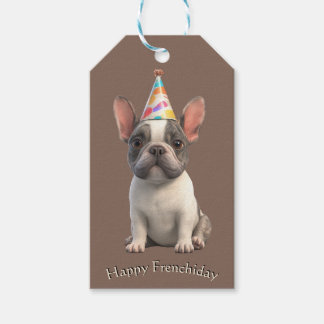 Etiqueta Para Presente Cartão de Aniversário do Bulldog Francês