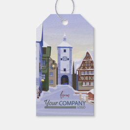Etiqueta Para Presente Cartão de Férias da Snowy Bavarian Village Company