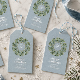 Etiqueta Para Presente Cartão de Natal simples com foto e monograma em ro