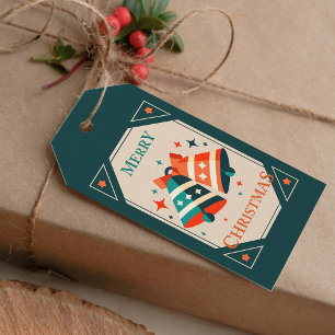 Etiqueta Para Presente Cartão de Natal - Sininhos de Natal e Estrelas