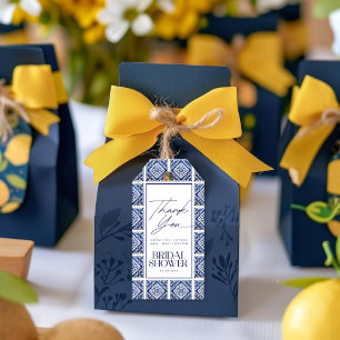 Etiqueta Para Presente Cartão de Receita Mediterrâneo de Azulejos Azuis C