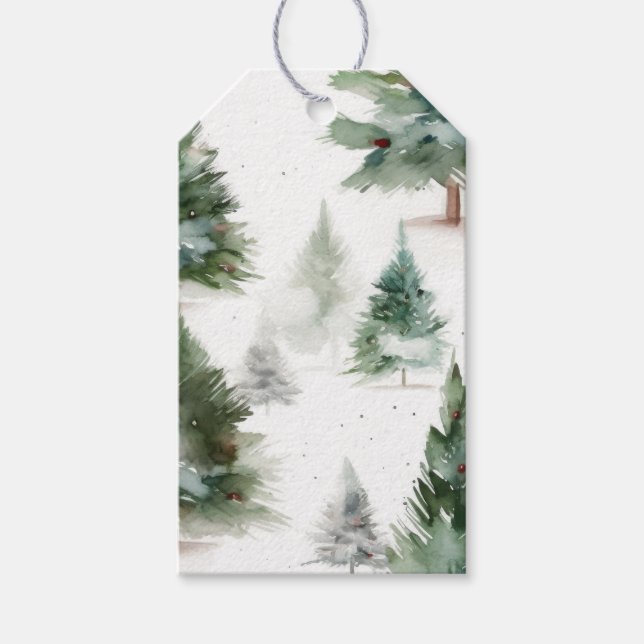 Etiqueta Para Presente Cartão de Saudação Festivo de Árvore (Frente)