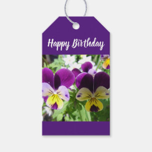 Etiqueta Para Presente Cartão floral de Flor Bonito Purple Viola Pansy