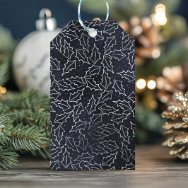 Etiqueta Para Presente Cartão Postal de Férias Azul Marinho e Prata