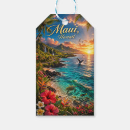Etiqueta Para Presente Cartaz de Viagem da Costa Tropical do Maui Havaí
