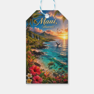 Etiqueta Para Presente Cartaz de Viagem da Costa Tropical do Maui Havaí