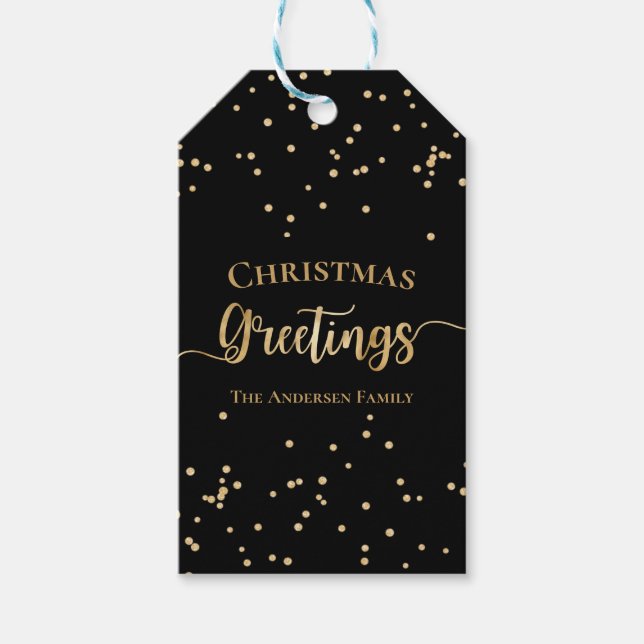 Etiqueta Para Presente Cartões de natal Dourados Elegantes (Frente)