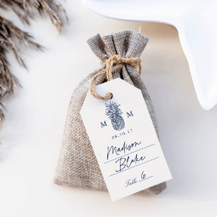 Etiqueta Para Presente Cartões do lugar do monograma do abacaxi do