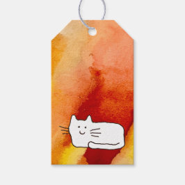 Etiqueta Para Presente Cartoon Cat Doodle Line Drawing Gift Tags