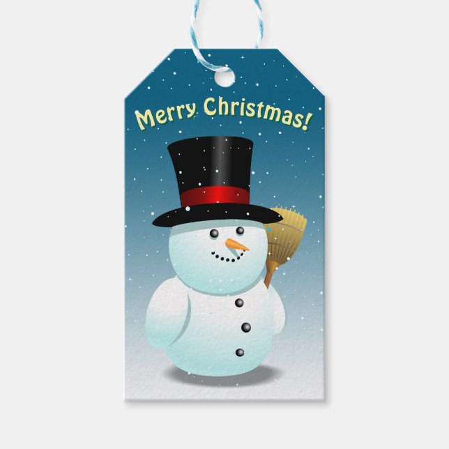Etiqueta Para Presente Cartoon Cute Snowman (Frente)