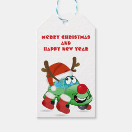 Etiqueta Para Presente Cartoon de Carro de Natal