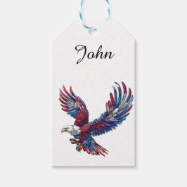 Etiqueta Para Presente Cartoon de uma águia, conceito de 4 de julho