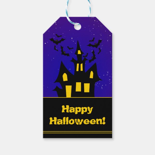 Etiqueta Para Presente Casa Assombrada de Halloween (Frente)