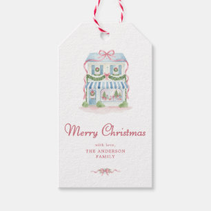 Etiqueta Para Presente Casa de Aquarela Elegante Feliz Natal