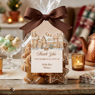 Etiqueta Para Presente Casa de Biscoito de Gengibre Vila de Inverno Obrig