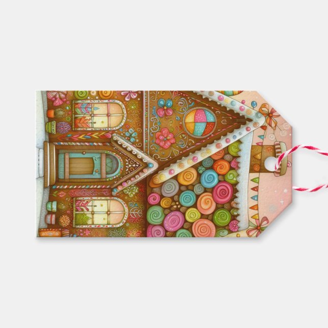 Etiqueta Para Presente Casa de gengibre branca (Frente (horizontal))