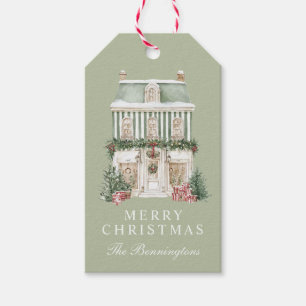 Etiqueta Para Presente Casa de Natal Personalizada com Listras em Aquarel