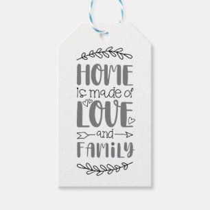 Etiqueta Para Presente Casa é feita de amor e família, flor de amor