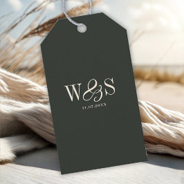 Etiqueta Para Presente Casais iniciais de casamento Ebony Elegante