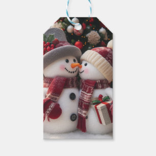Etiqueta Para Presente Casais na Neve de Natal